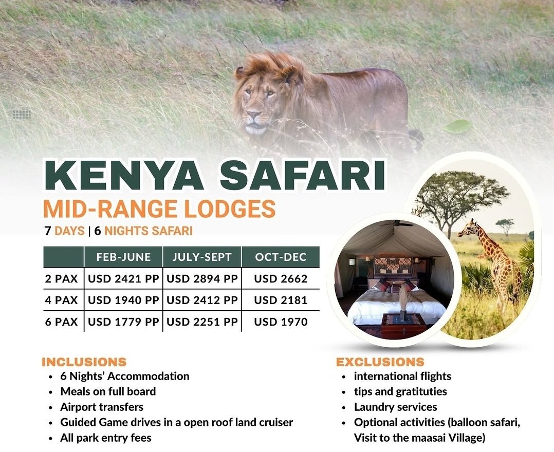 7-Days 6 Nights safari and beach flyer